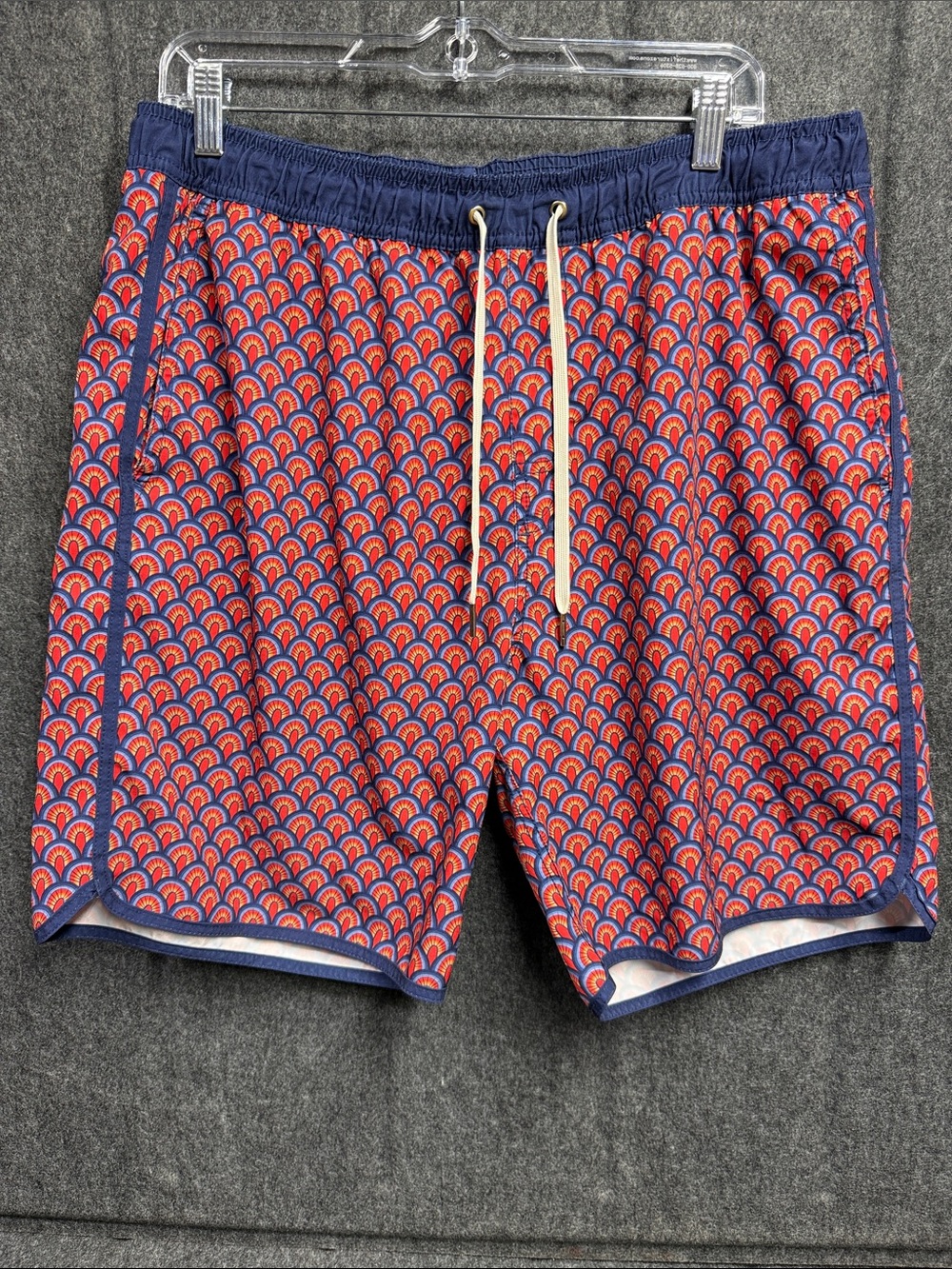 Fair Harbor Red & Blue Fan-Print Swim Trunks